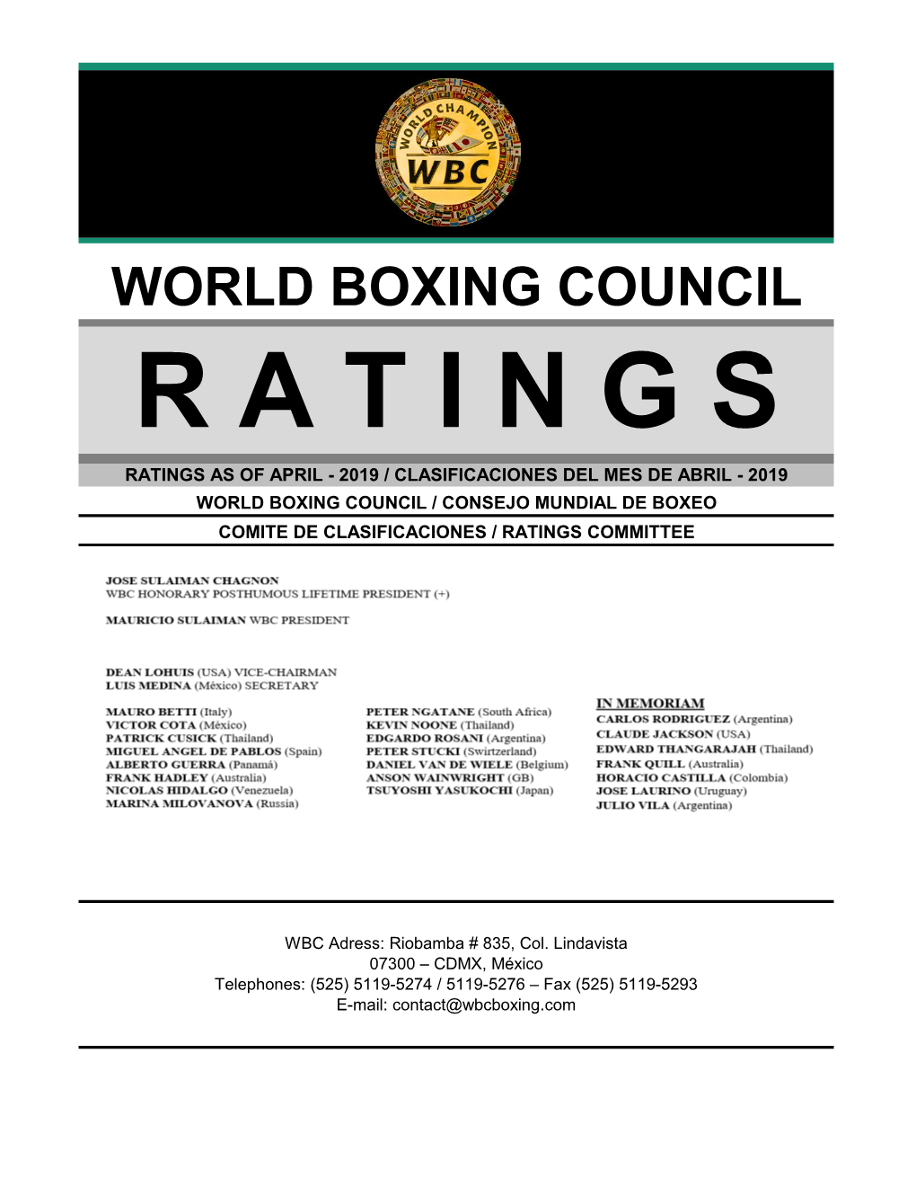 WBC-RATINGS-APRIL-2019.Pdf