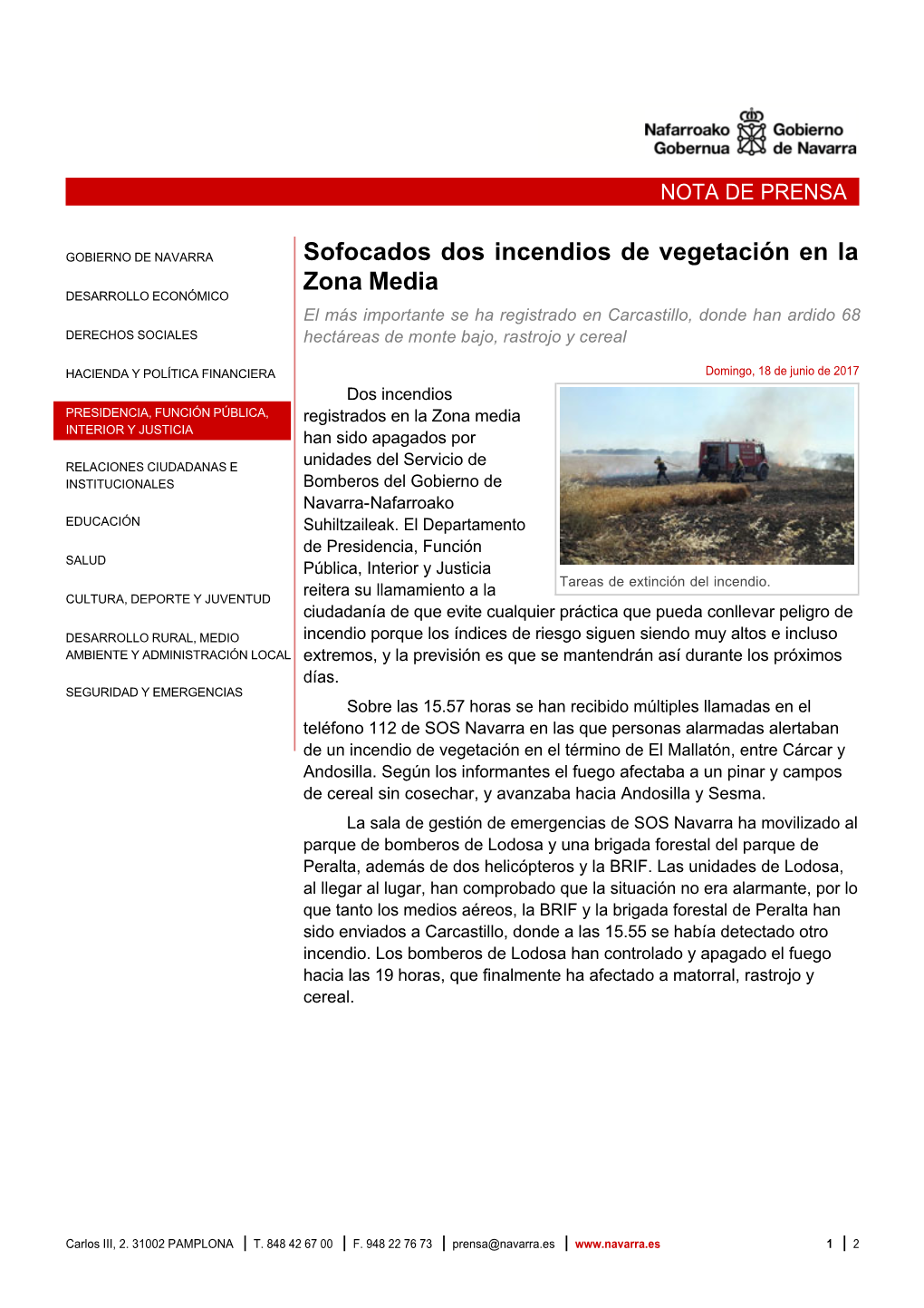 Sofocados Dos Incendios De Vegetación En La Zona