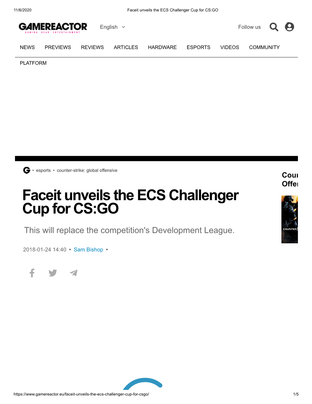 Faceit Unveils the ECS Challenger Cup for CS:GO