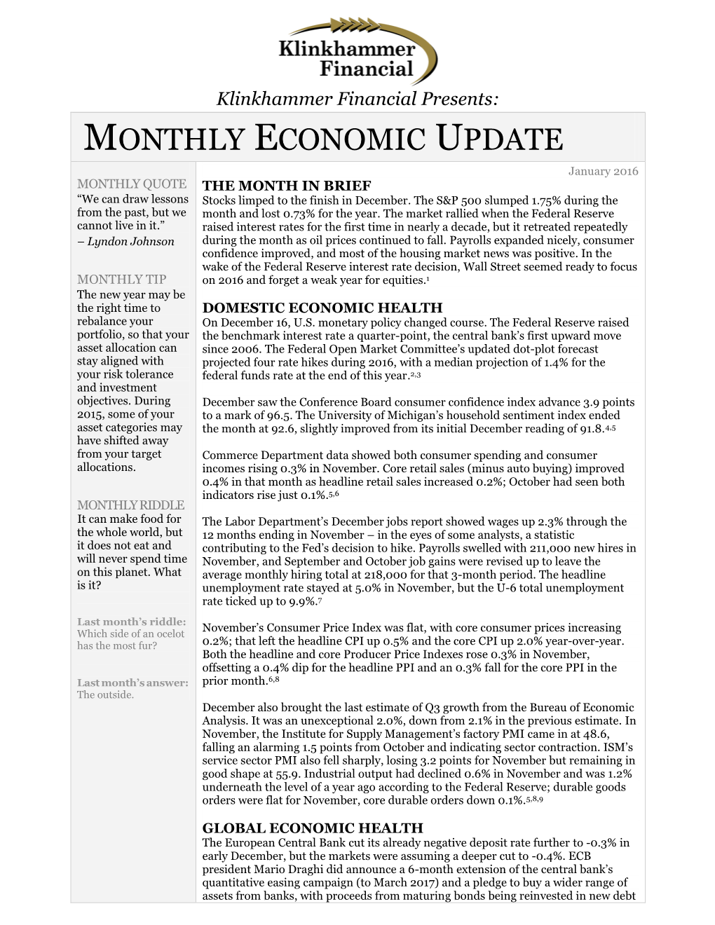 Weekly Economic Update