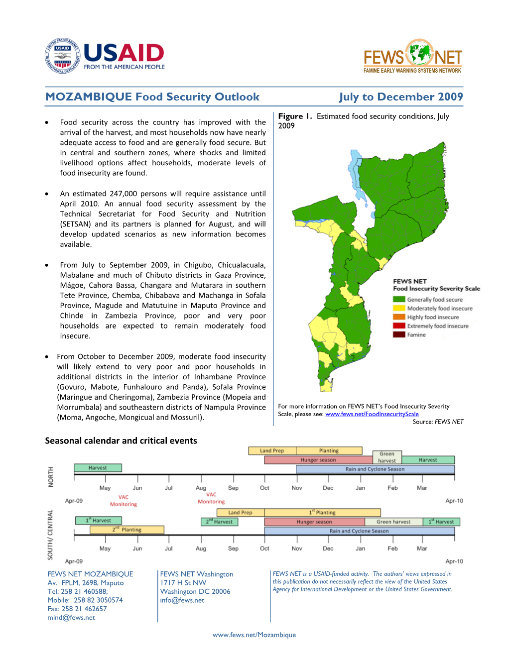 MOZAMBIQUE Food Security Outlook July to December 2009