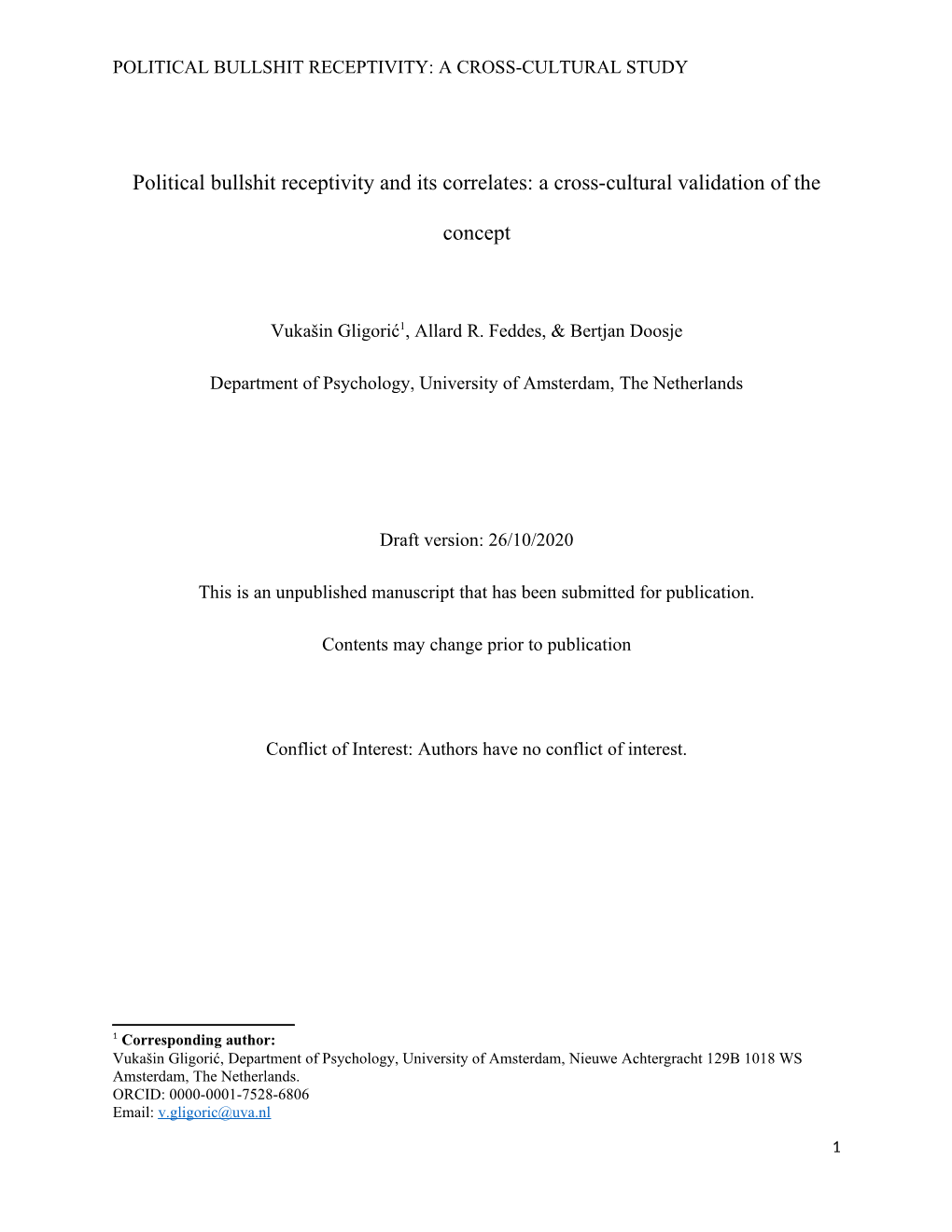 Political Bullshit Receptivity and Its Correlates: a Cross-Cultural Validation of The