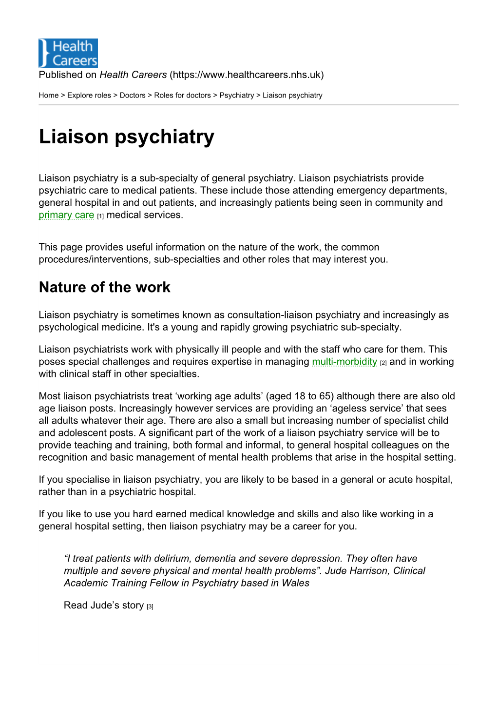 Liaison Psychiatry