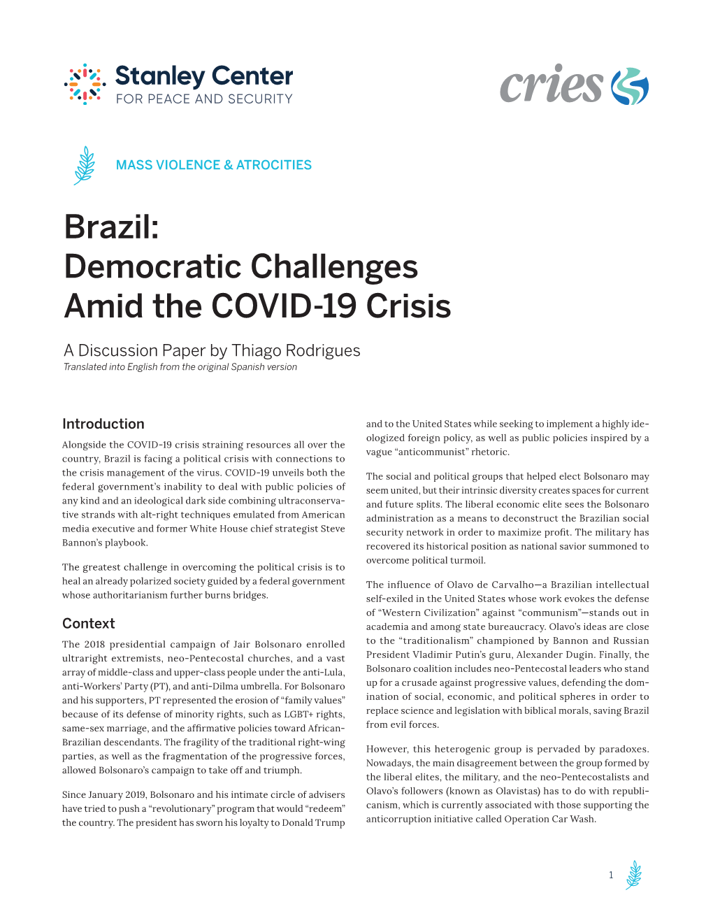 Brazil: Democratic Challenges Amid the COVID-19 Crisis