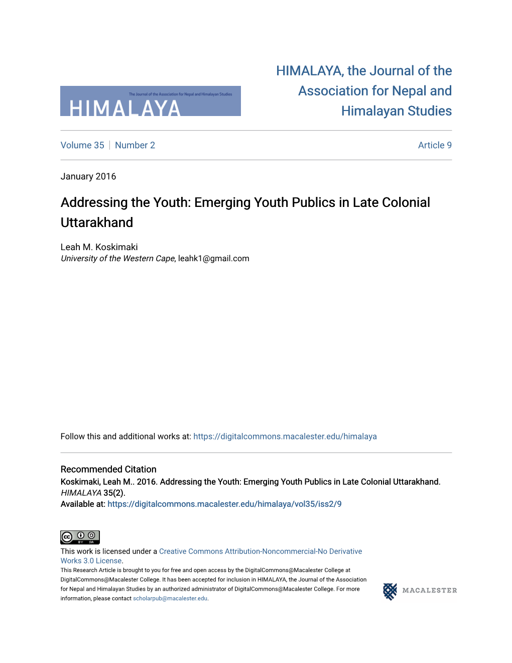 Emerging Youth Publics in Late Colonial Uttarakhand