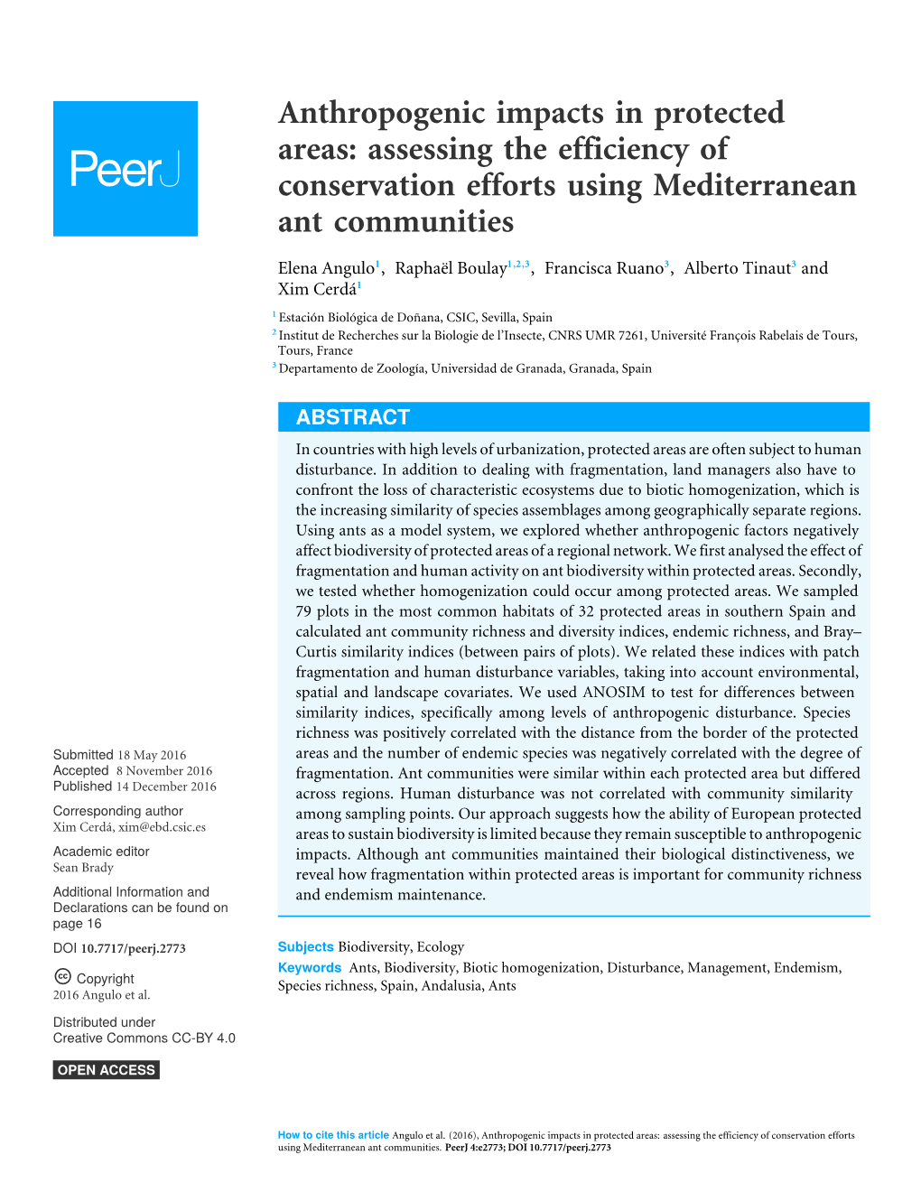 Anthropogenic Impacts in Protected Areas: Assessing the Efficiency of Conservation Efforts Using Mediterranean Ant Communities