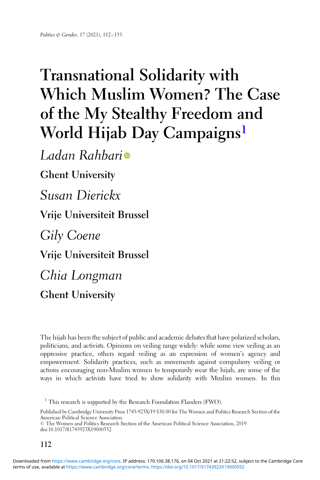 Transnational Solidarity with Which Muslim Women?