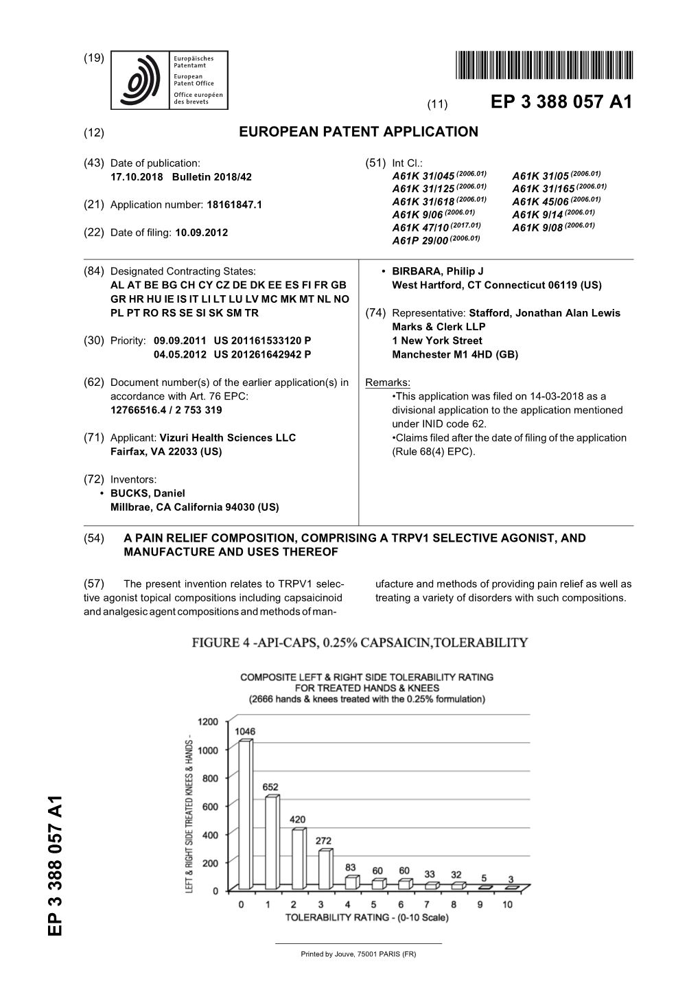 A Pain Relief Composition, Comprising a Trpv1 Selective Agonist, and Manufacture and Uses Thereof