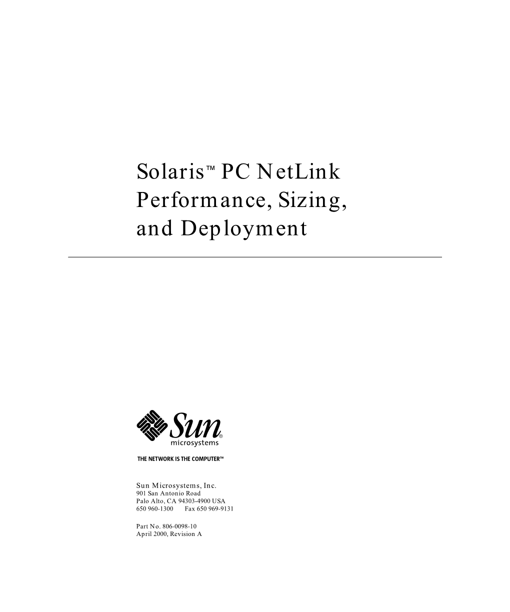 Solaris™ PC Netlink Performance, Sizing, and Deployment