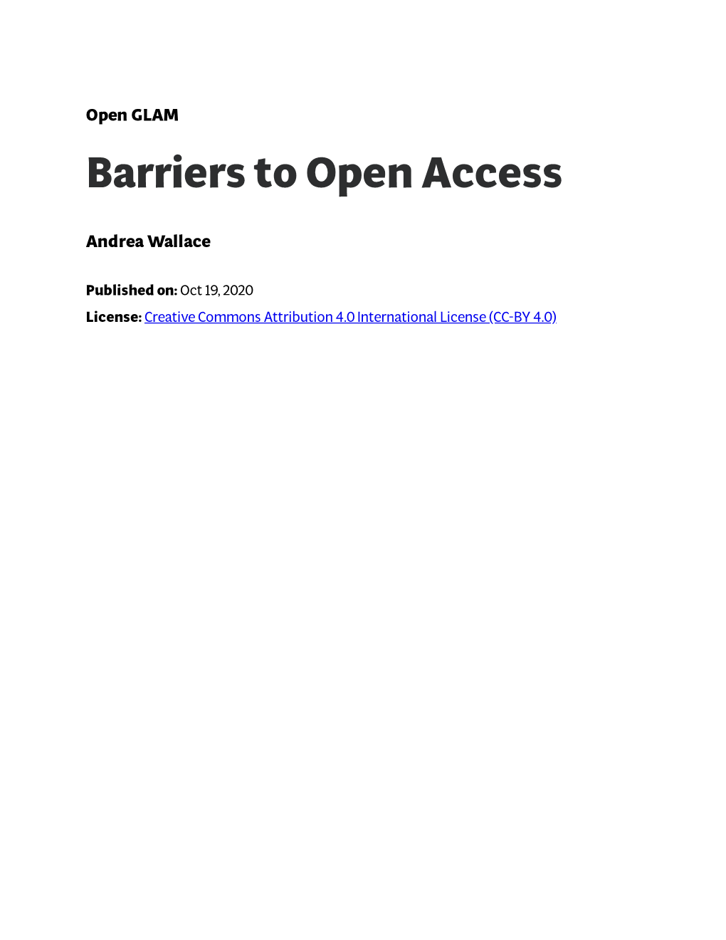 Barriers to Open Access