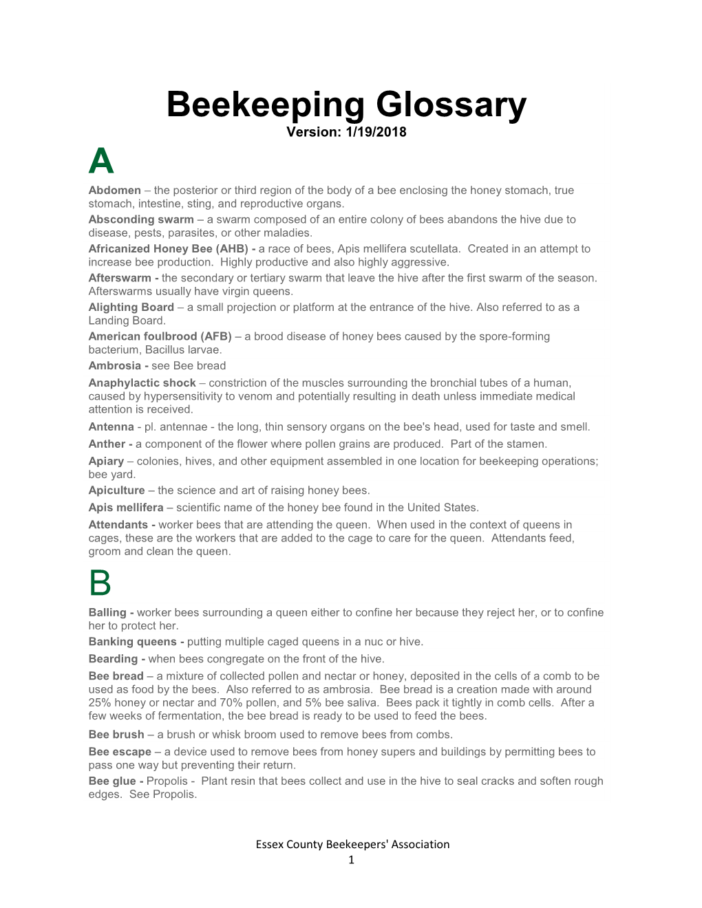 Beekeeping Glossary