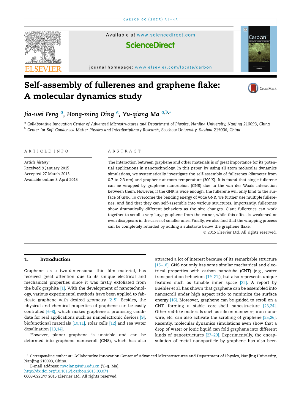 Self-Assembly of Fullerenes and Graphene Flake: a Molecular Dynamics Study