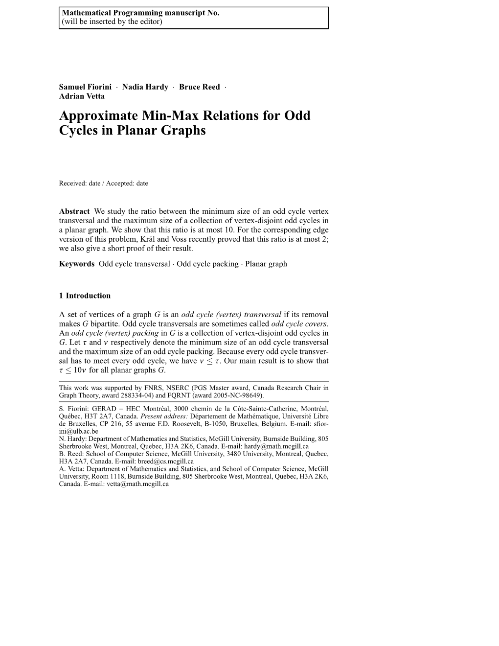 Approximate Min-Max Relations for Odd Cycles in Planar Graphs