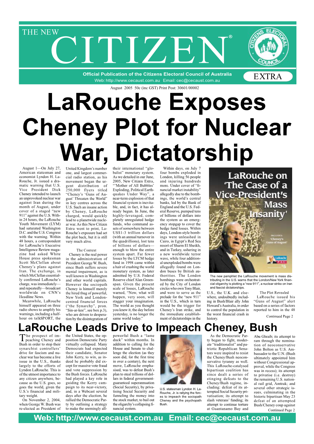 Larouche Exposes Cheney Plot for Nuclear War, Dictatorship