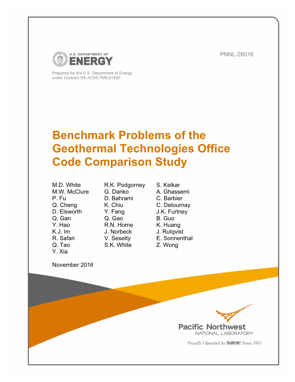 Benchmark Problems of the Geothermal Technologies Office Code Comparison Study