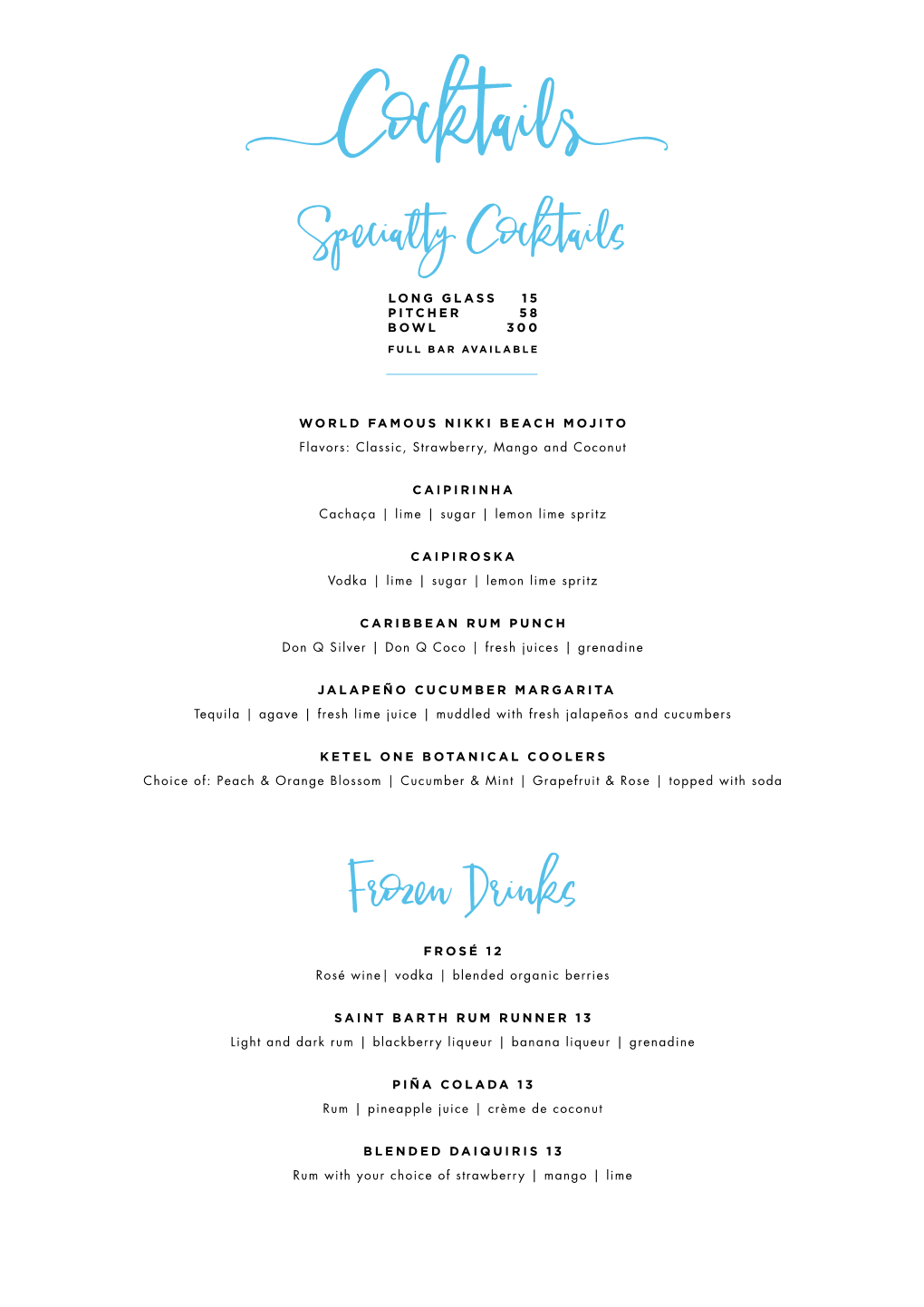 Cocktails Specialty Cocktails