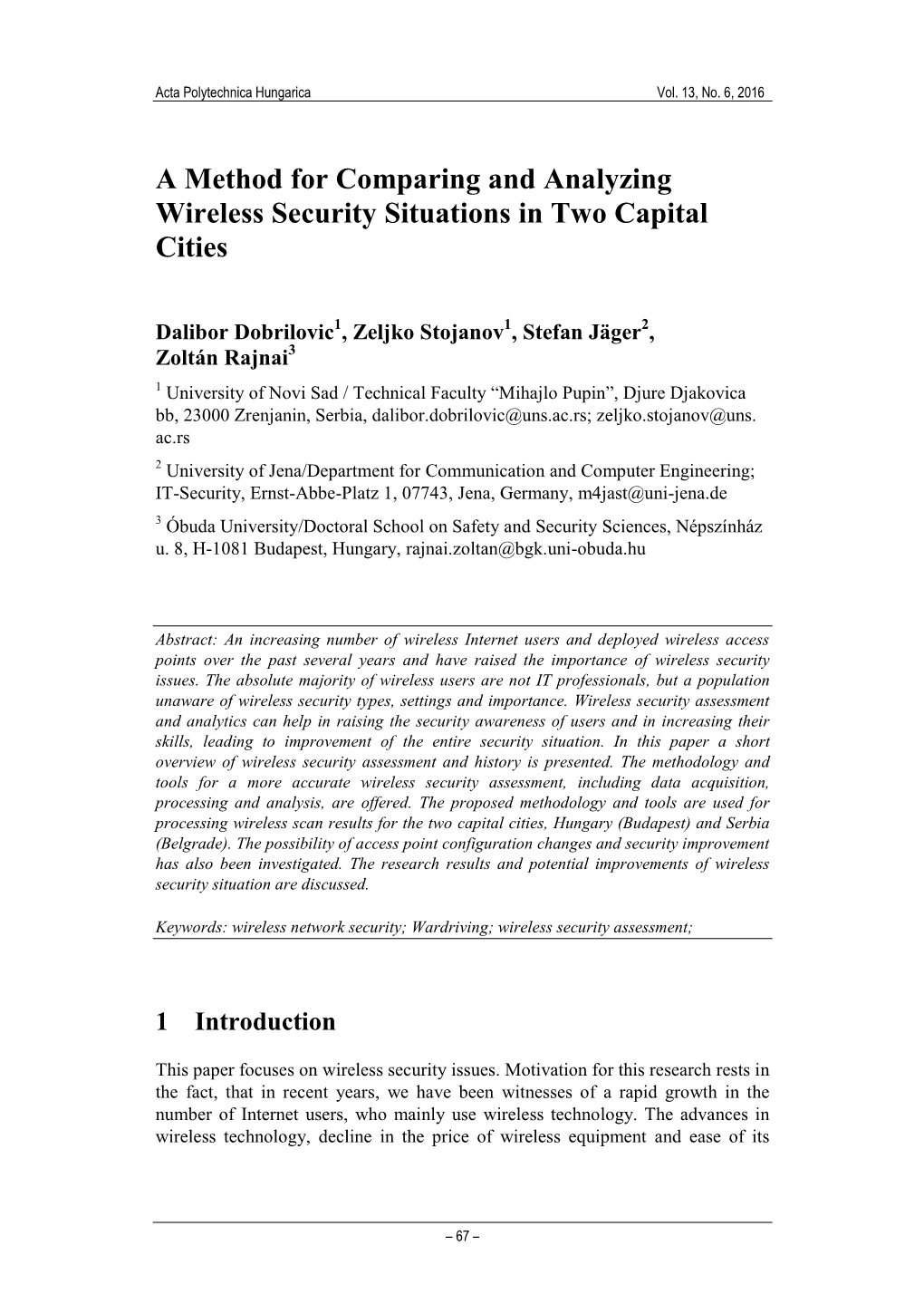 A Method for Comparing and Analyzing Wireless Security Situations in Two Capital Cities