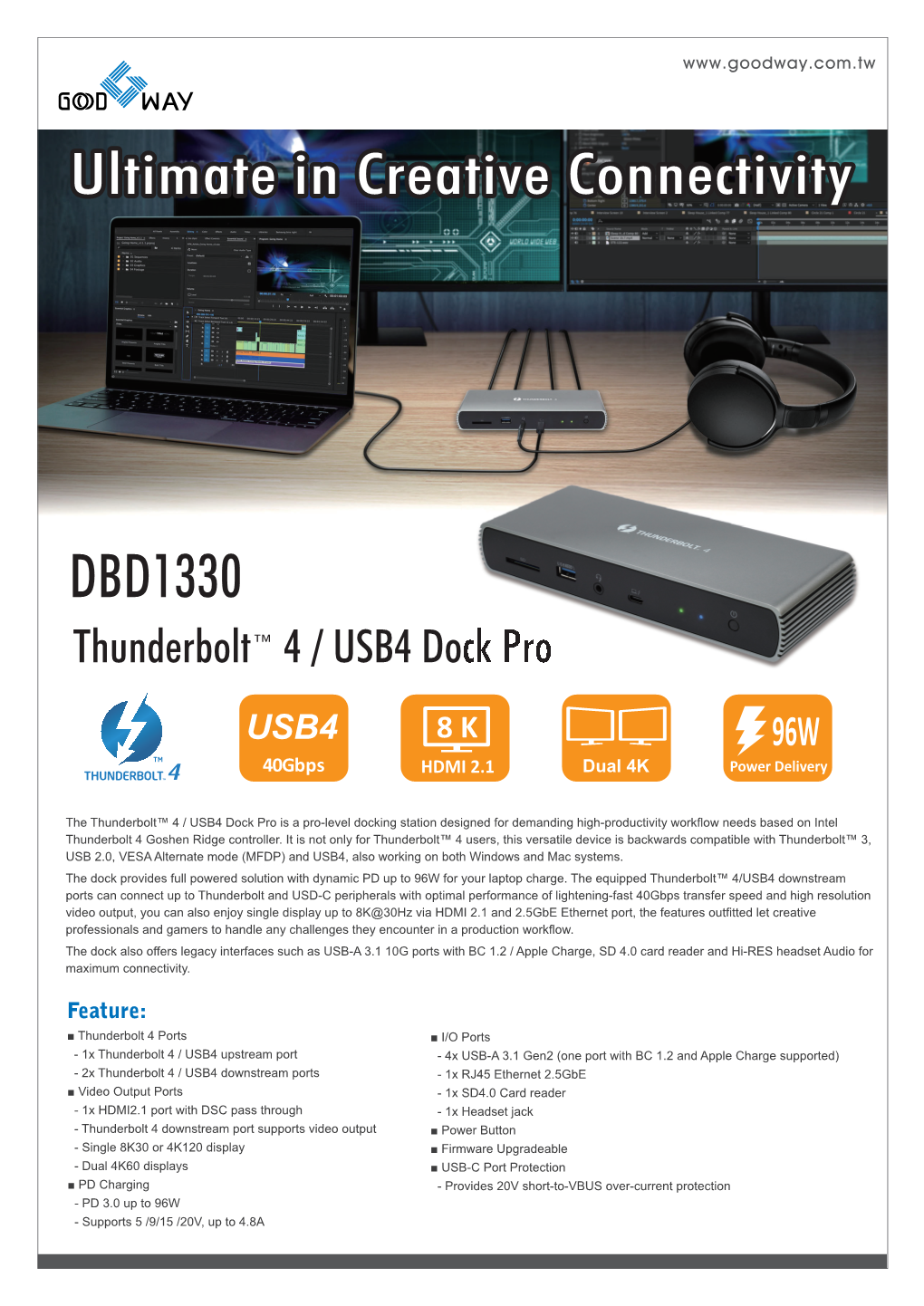 DBD1330 Thunderbolt™ 4 / USB4 Dock Pro