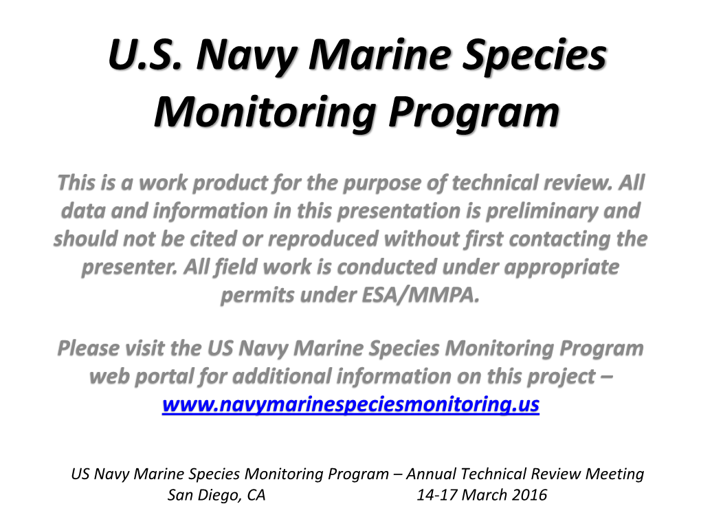 U.S. Navy Marine Species Monitoring Program