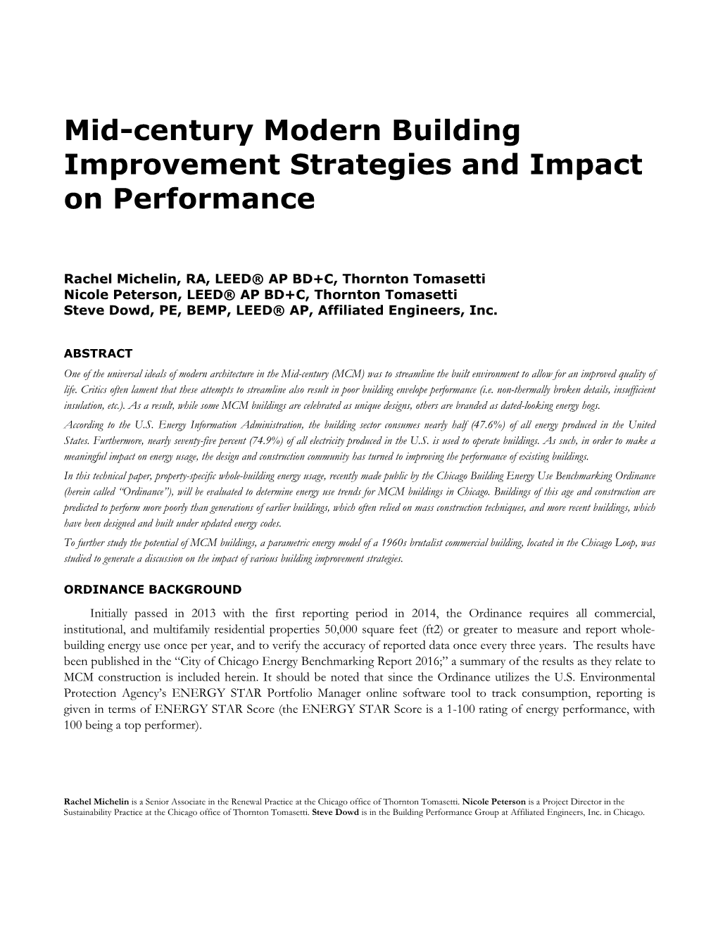 Mid-Century Modern Building Improvement Strategies and Impact on Performance