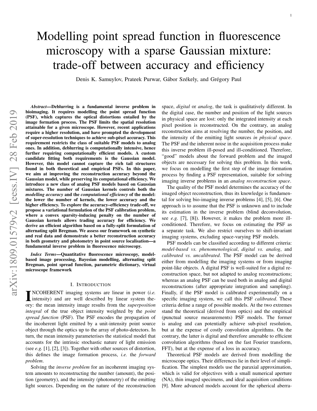 Modelling Point Spread Function in Fluorescence Microscopy