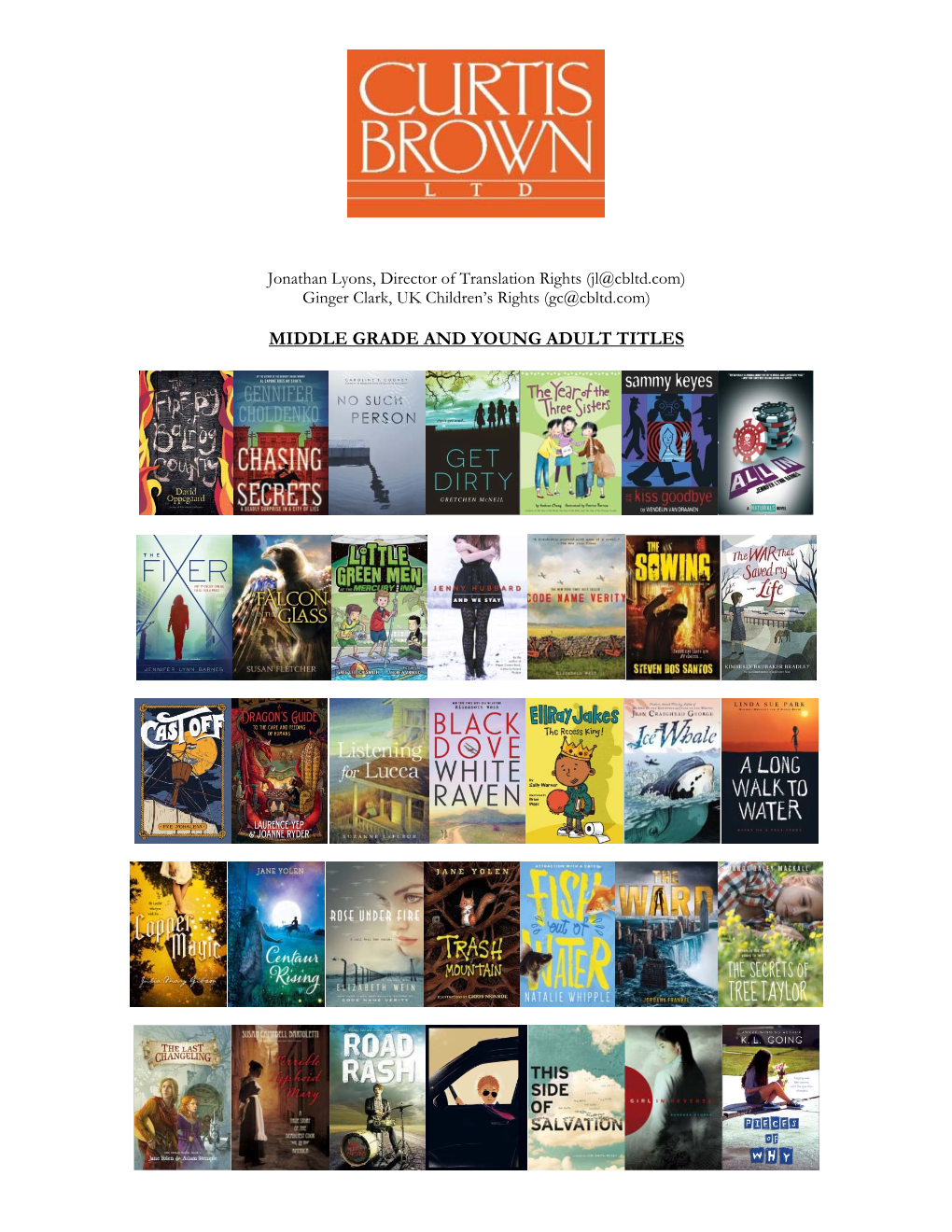 Middle Grade and Young Adult Titles