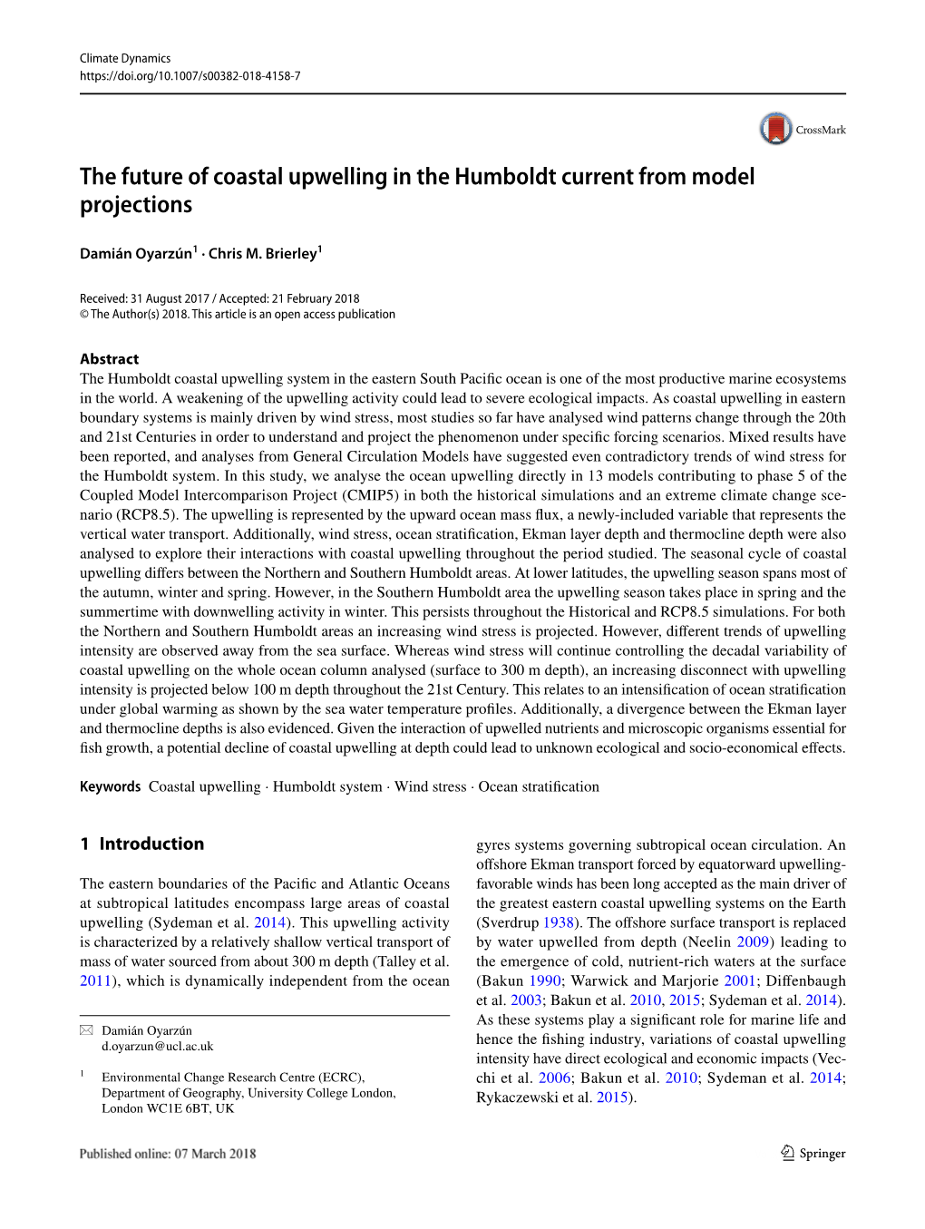 The Future of Coastal Upwelling in the Humboldt Current from Model Projections