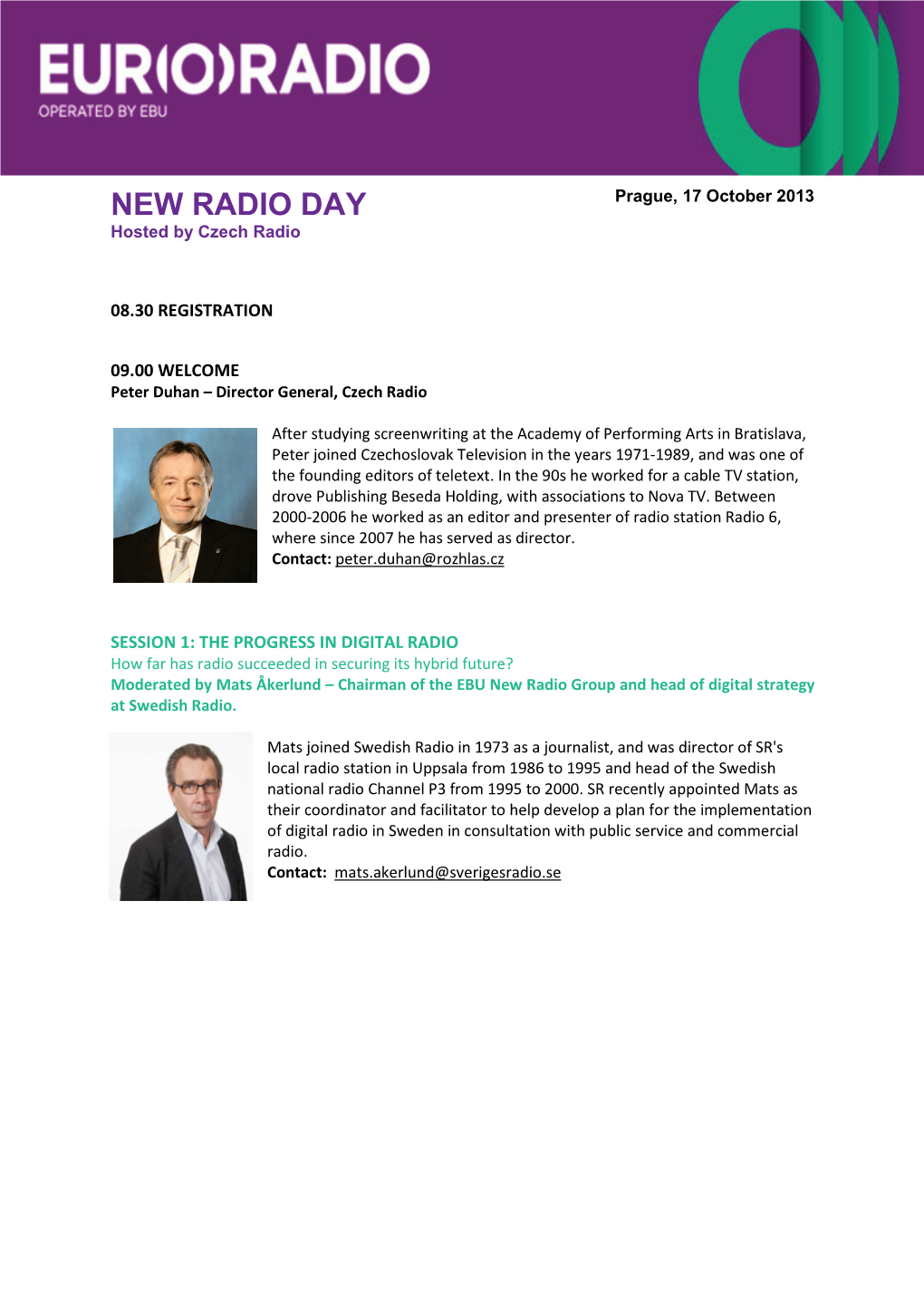 New Radio Day Agenda