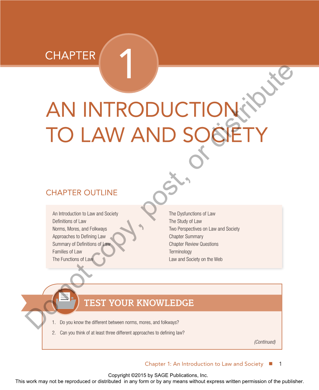 AN INTRODUCTION to LAW and Societydistribute Or