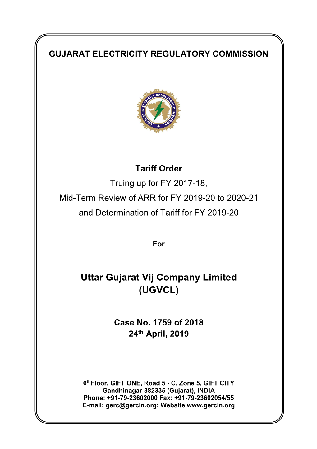 Tariff Order of F.Y. 2019-20