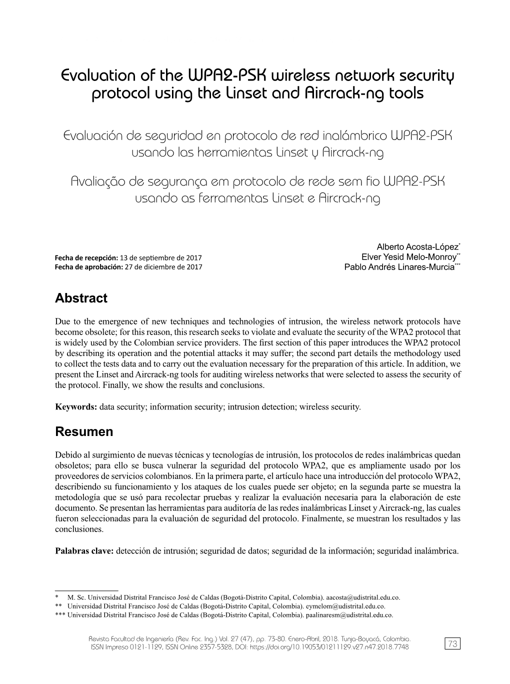 Evaluation of the WPA2-PSK Wireless Network Security Protocol Using the Linset and Aircrack-Ng Tools