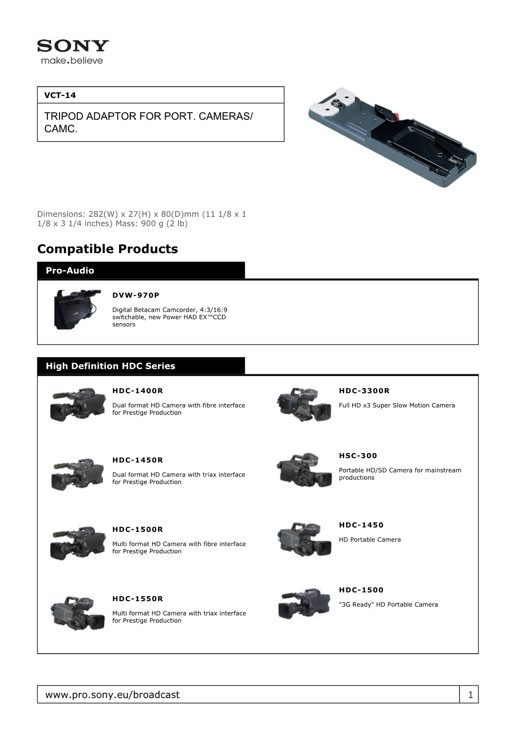 Sony : Product Information : VCT-14 (VCT14) : Other