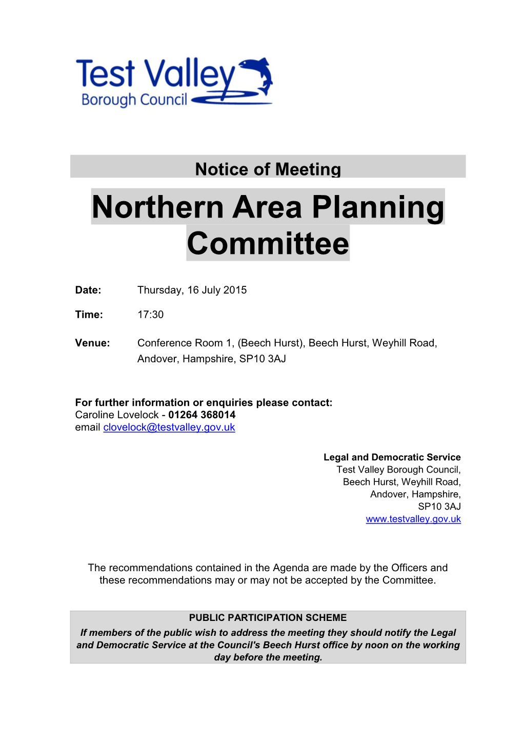 Northern Area Planning Committee