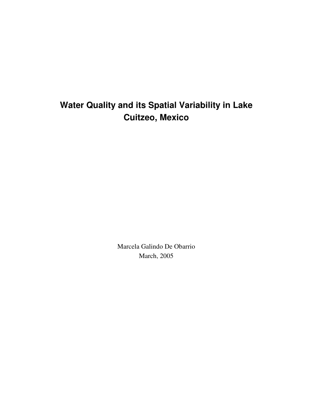 Water Quality and Its Spatial Variability in Lake Cuitzeo, Mexico