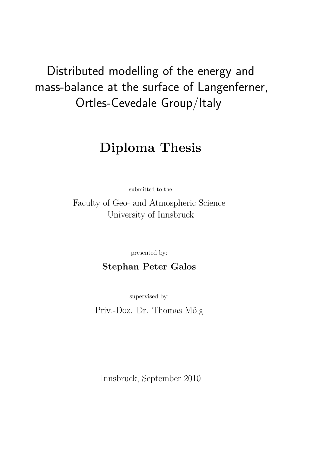 Masters Thesis