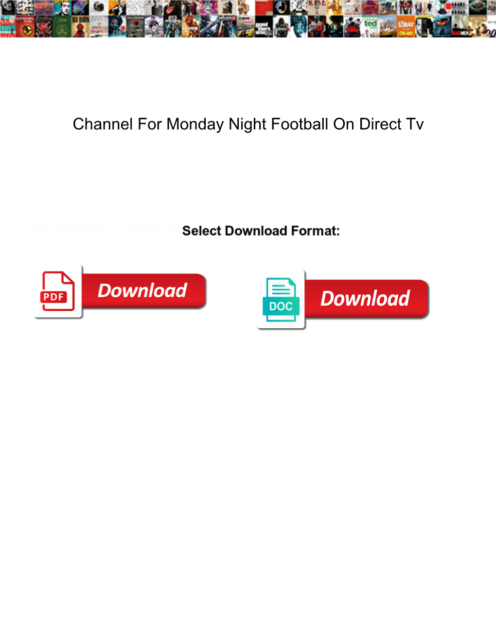 Channel for Monday Night Football on Direct Tv