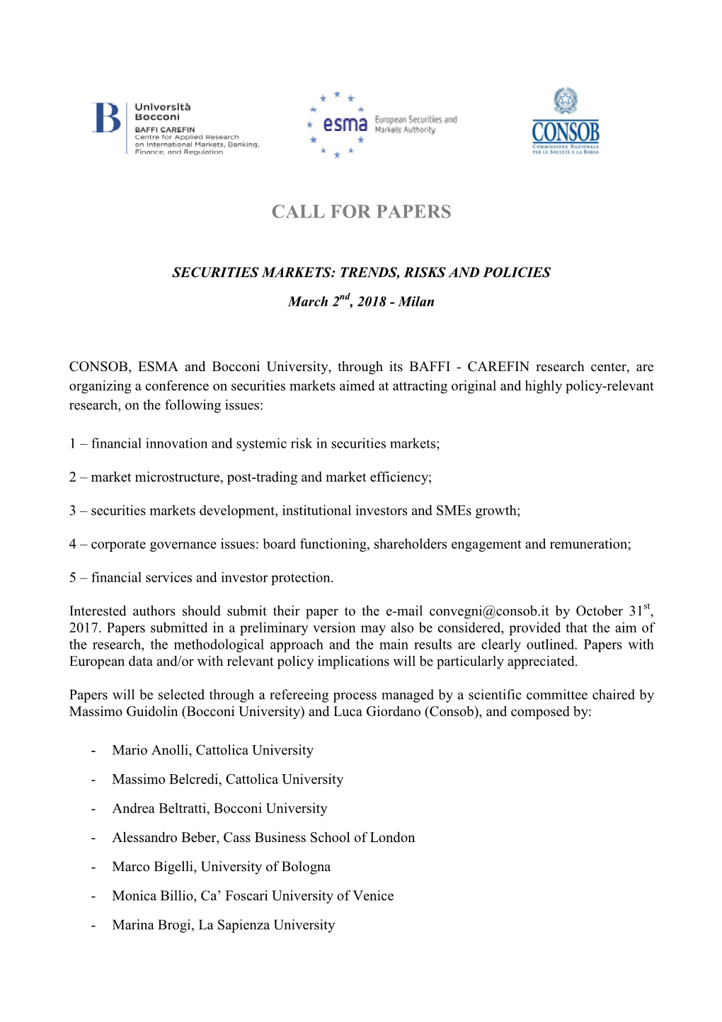 Call for Papers