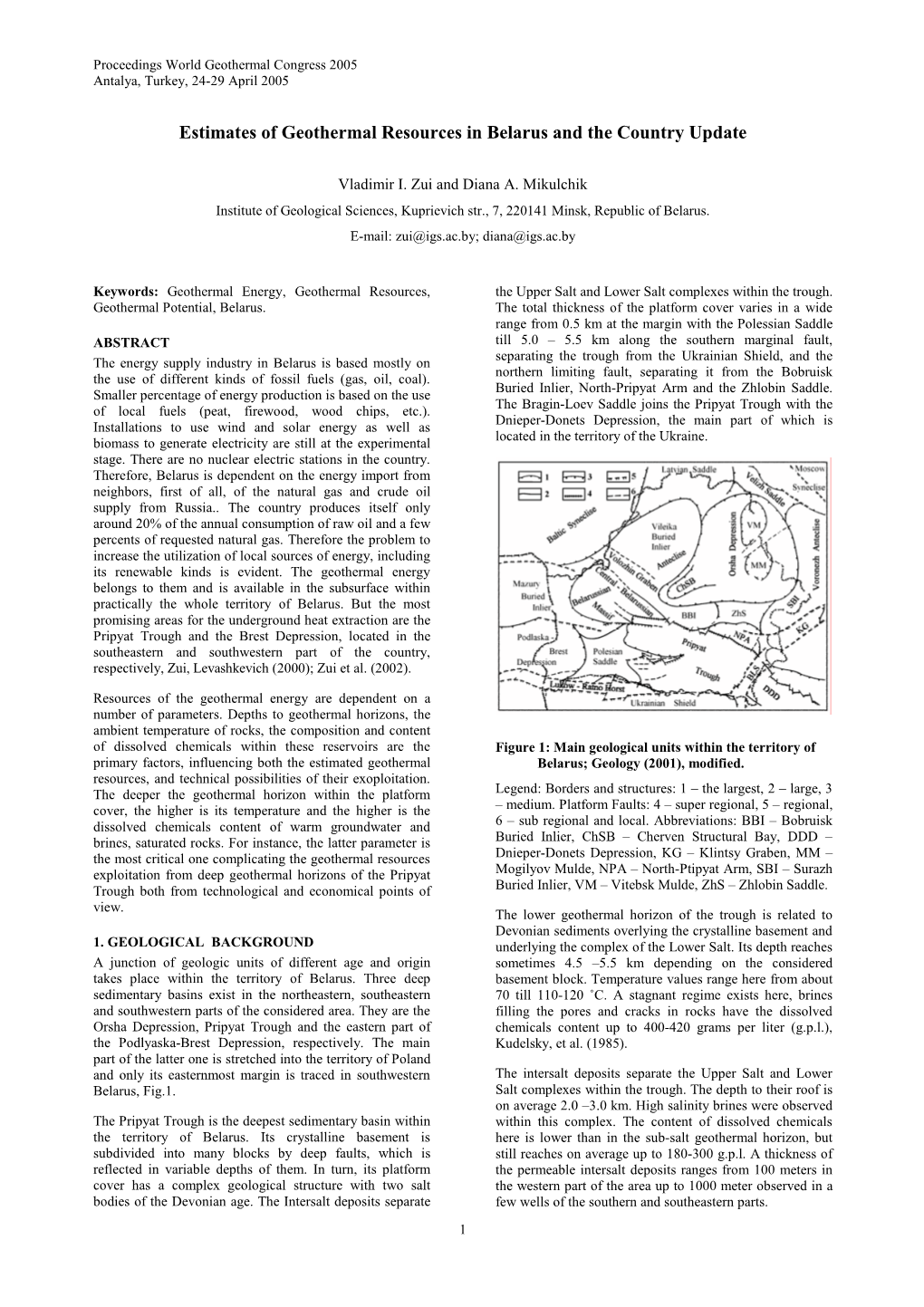 Estimates of Geothermal Resources in Belarus and the Country Update