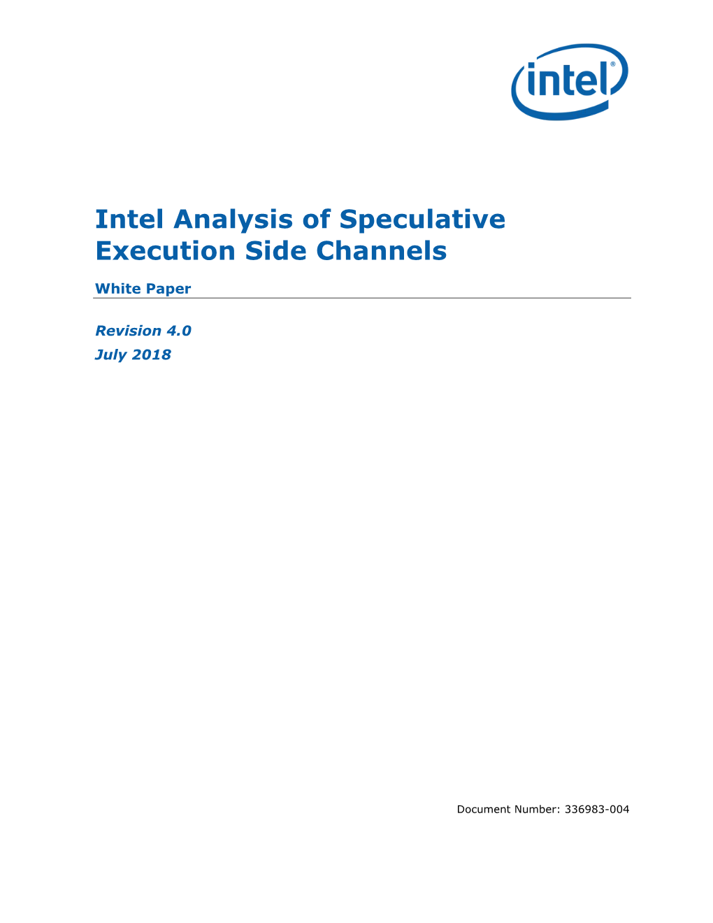 Intel Analysis of Speculative Execution Side Channels White Paper