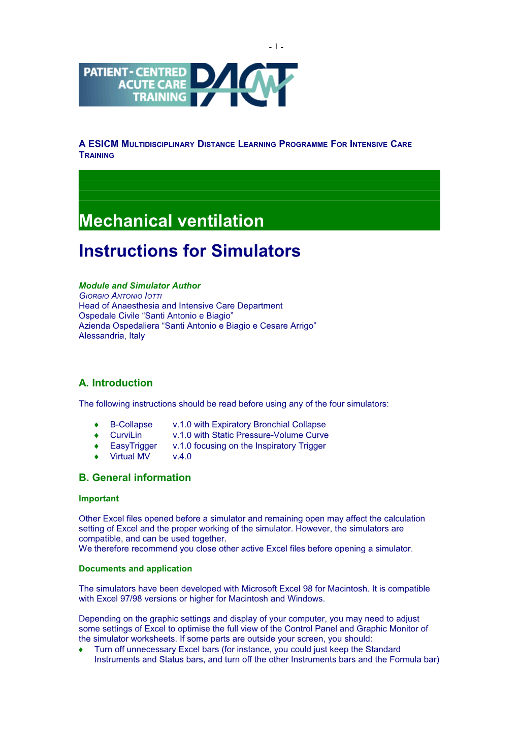 A ESICM Multidisciplinary Distance Learning Programme for Intensive Care Training