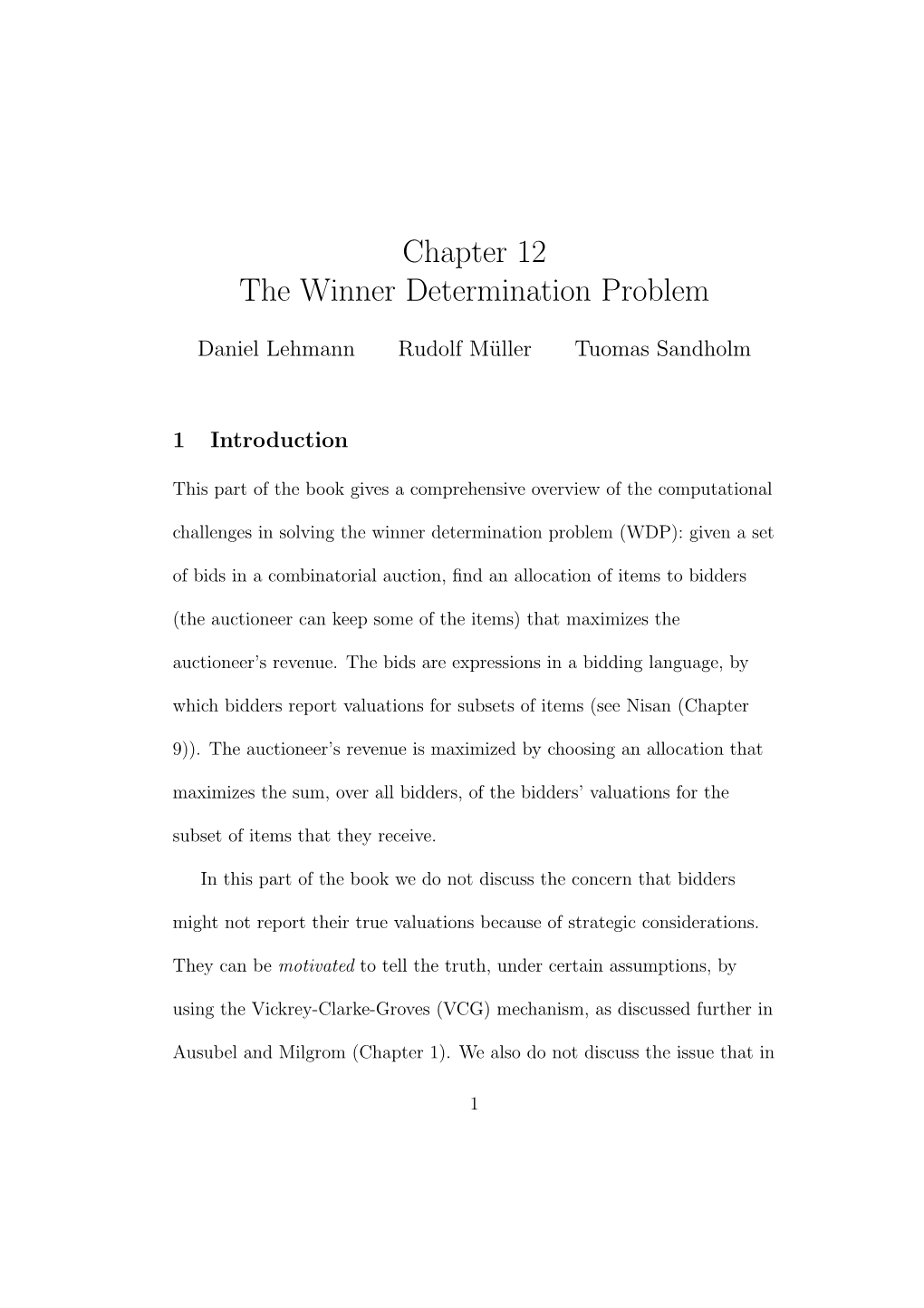 Chapter 12 the Winner Determination Problem