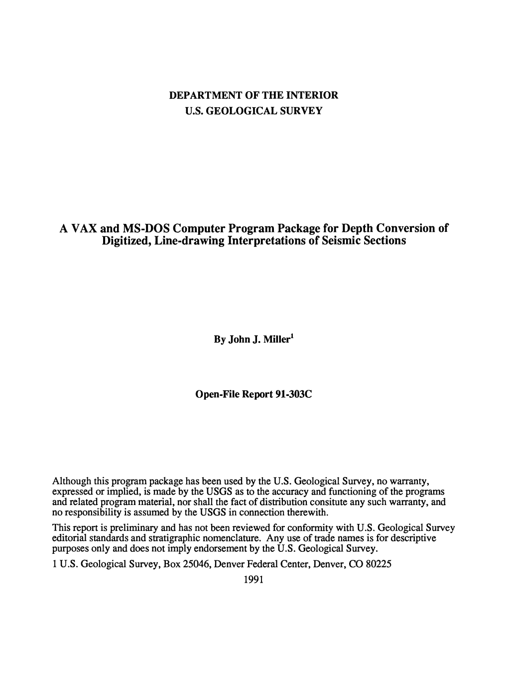 A VAX and MS-DOS Computer Program Package for Depth Conversion of Digitized, Line-Drawing Interpretations of Seismic Sections