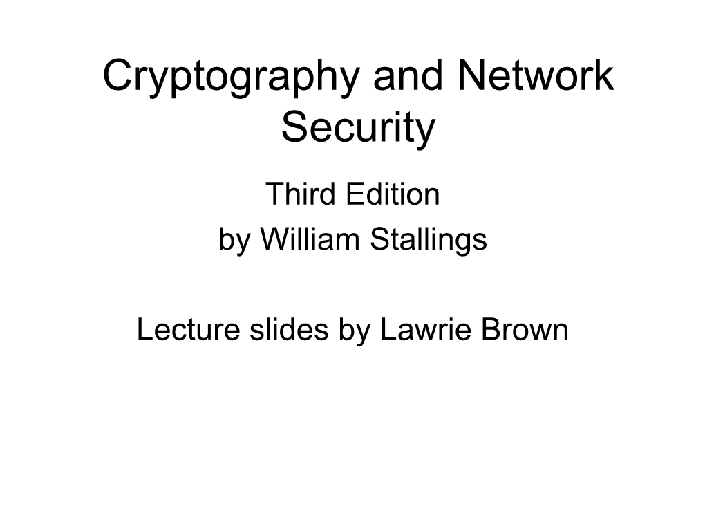 William Stallings, Cryptography and Network Security