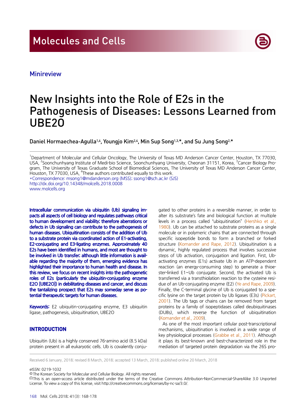 New Insights Into the Role of E2s in the Pathogenesis of Diseases: Lessons Learned from UBE2O