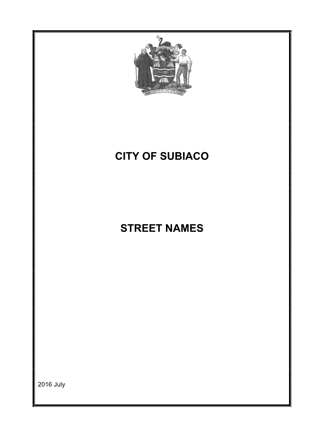 City of Subiaco Street Names