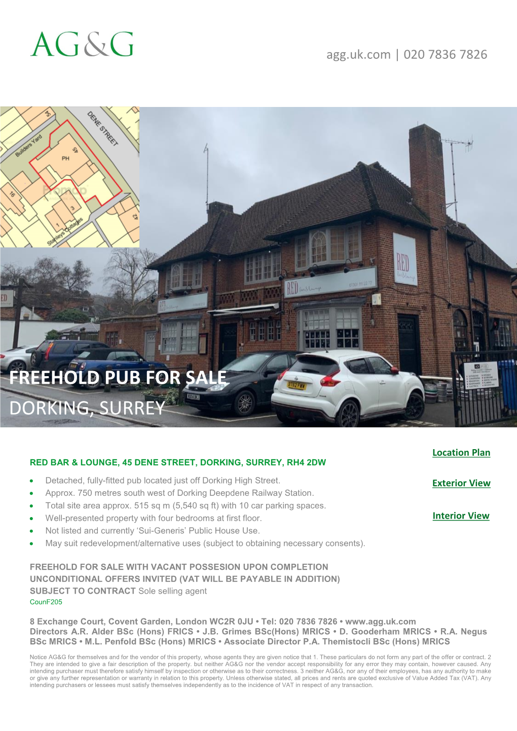 Freehold Pub for Sale Dorking, Surrey