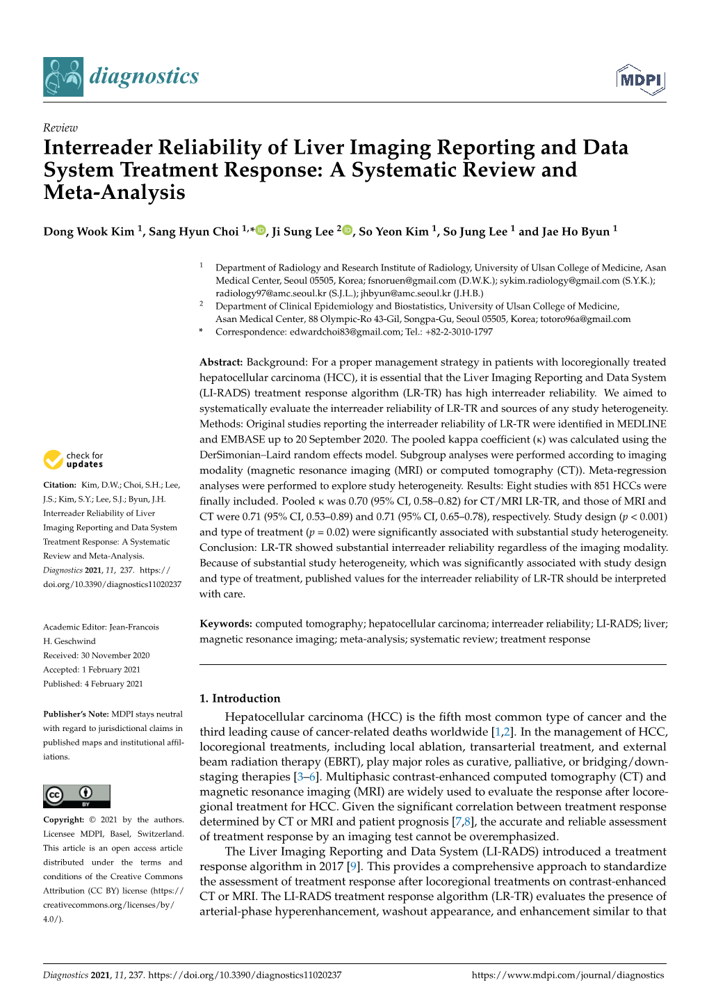 Interreader Reliability of Liver Imaging Reporting and Data System Treatment Response: a Systematic Review and Meta-Analysis