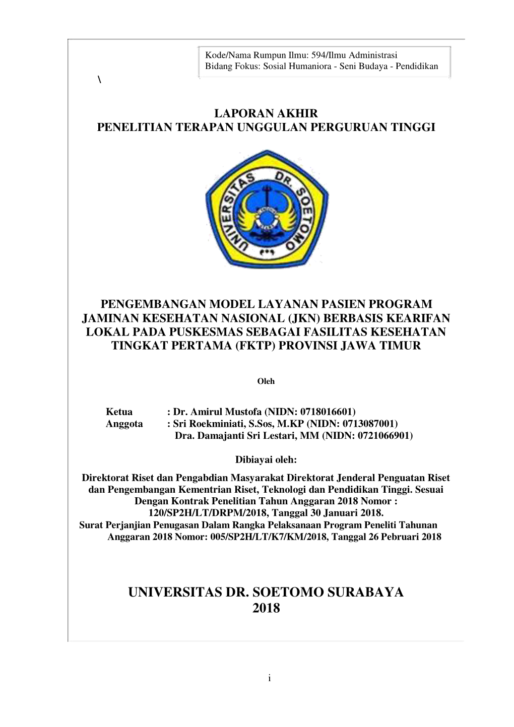 Universitas Dr. Soetomo Surabaya 2018