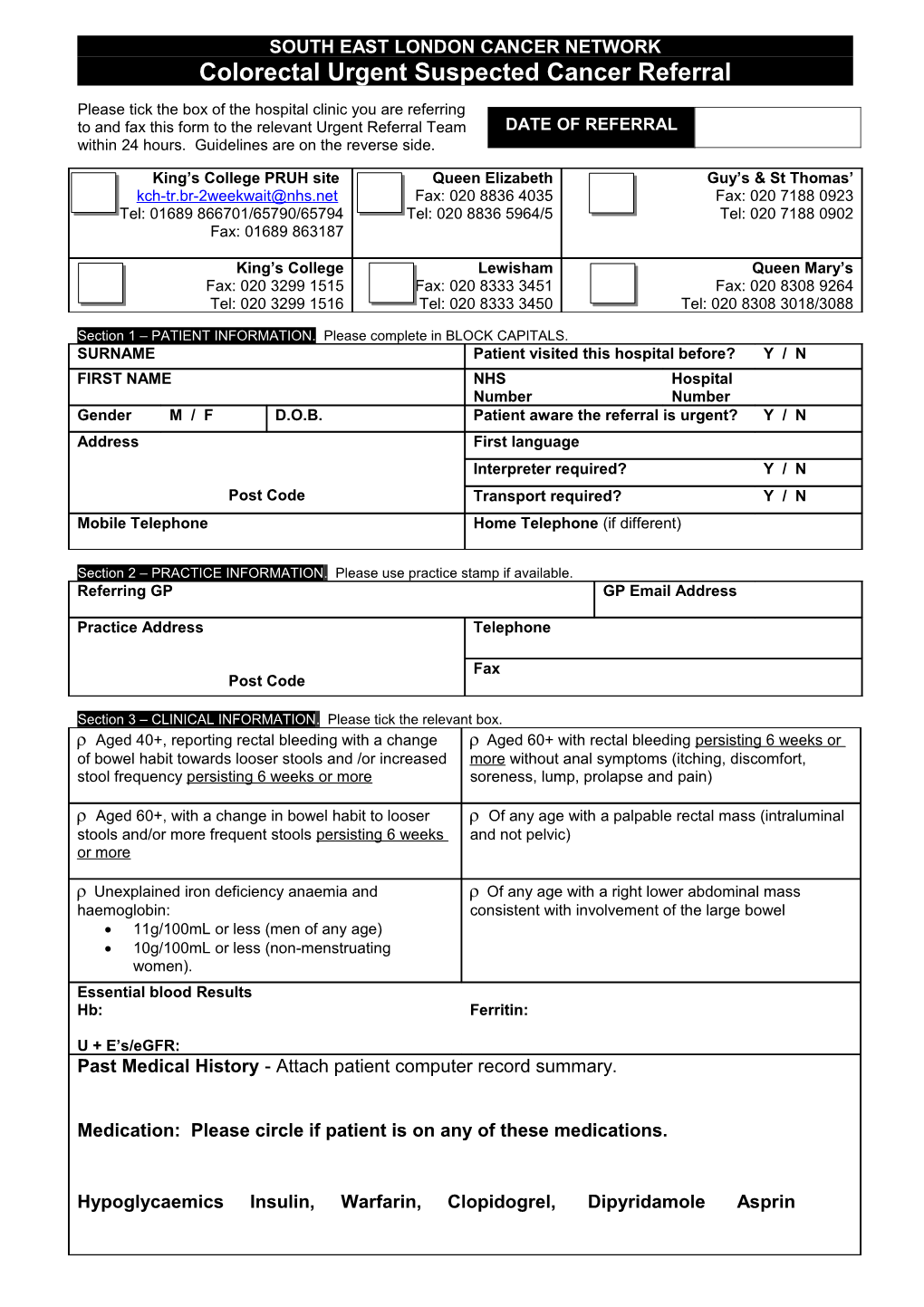 Colorectal Suspected Cancer Referral