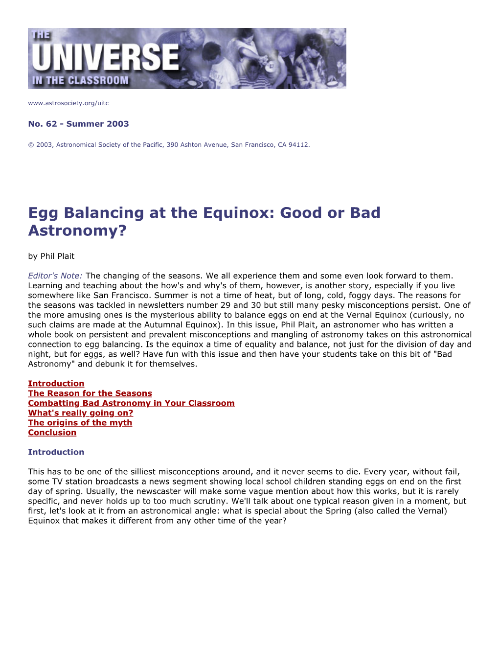 62. Egg Balancing at the Equinox: Good Or Bad Astronomy?